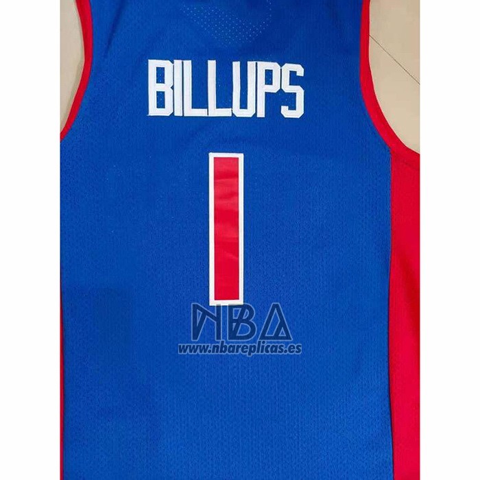 Camiseta Detroit Pistons Chauncey Billups NO 1 Mitchell & Ness 2003-04 Azul